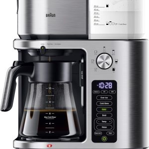Braun MultiServe Plus 10-Cup Drip Coffee Maker - Hot & Cold Multi-Serve Brewer with Timer and Auto Start, Hot Water Dispenser, Over Ice Function, Stainless Steel & Pod-Free Design, KF9370SI