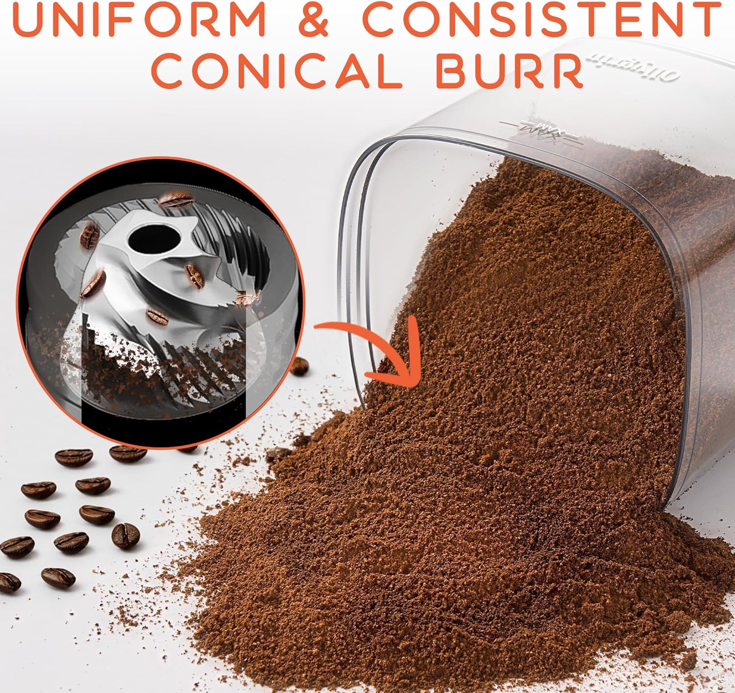 Coffee Grinder Electric, Conical Burr Coffee Bean Grinder with 30 Grind Settings - Image 3
